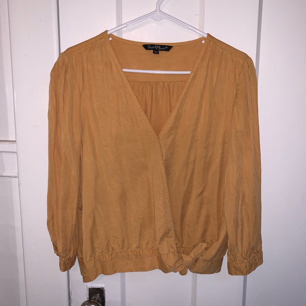 Mustard quarter sleeve blouse